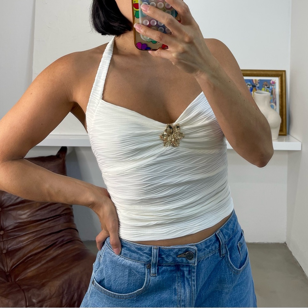Elegant White Halter Top